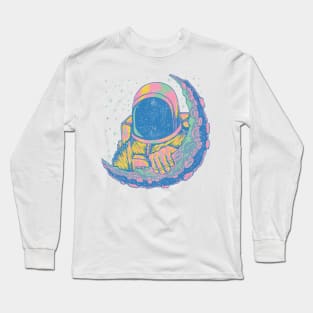 Vintage Cosmic Dreamy Astronaut and Moon Art Long Sleeve T-Shirt